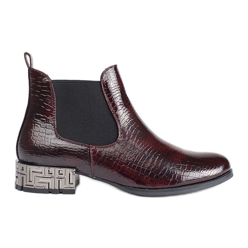 Sergio Leone Chelsea boots with a decorative heel brown red