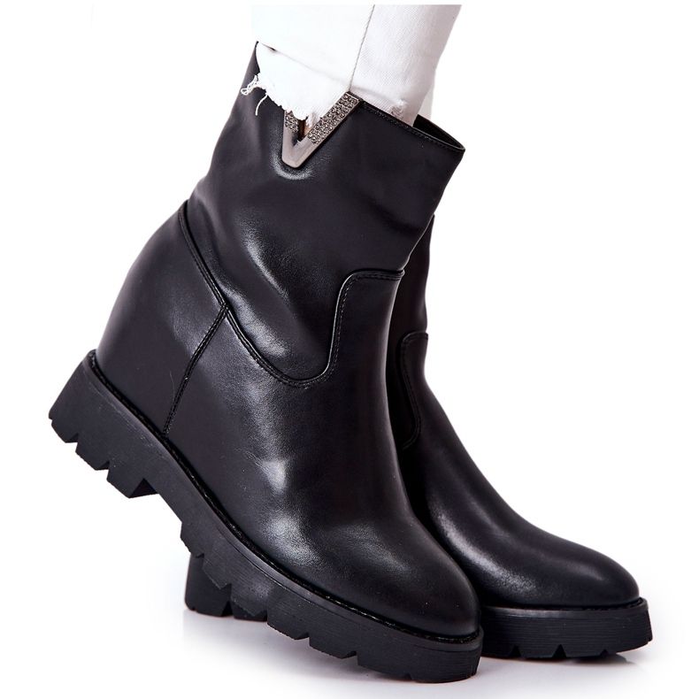 PG1 Black Ankle Boots On Hidden Wedge With Tiver Emblem