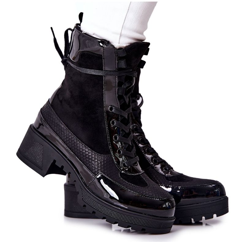 Black Meridiah leather boots