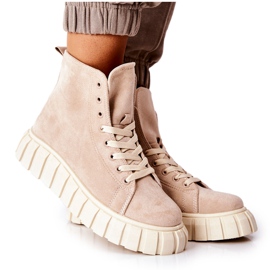 Suede High Sneakers On A Beige Meniphise Platform Suede High Sneakers On A Beige Meniphise Platform