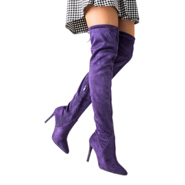 Small Swan Suede boots on a high heel purple