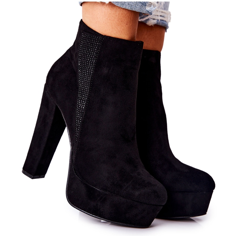 PS1 Suede High Heeled Boots Black Sarsea