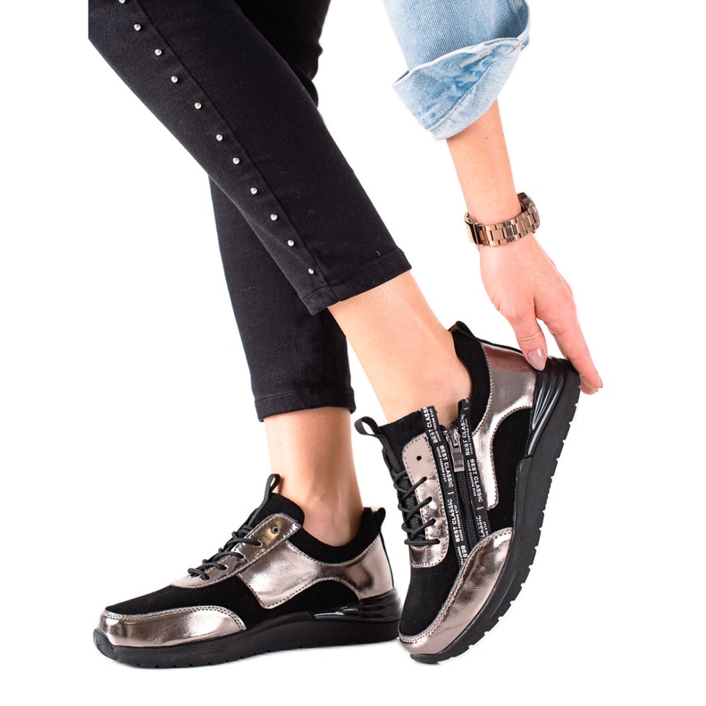 Filippo Leather Sneakers With A Zipper black