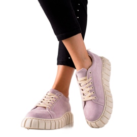 TRENDI Suede Sneakers On The Platform purple
