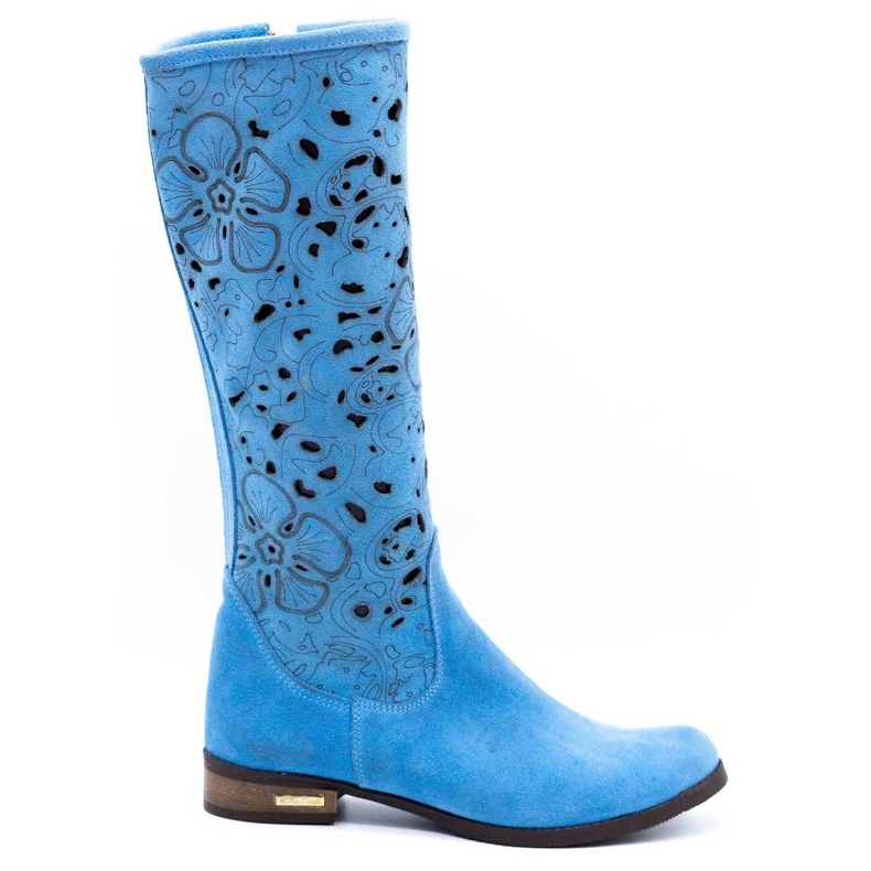 Olivier Women's openwork boots Blue flowers