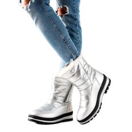 TRENDI Classic Snow Boots On The Zipper silver