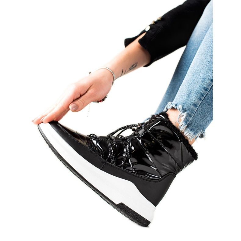 TRENDI Fashionable Shiny Snow Boots black TRENDI Fashionable Shiny Snow Boots black