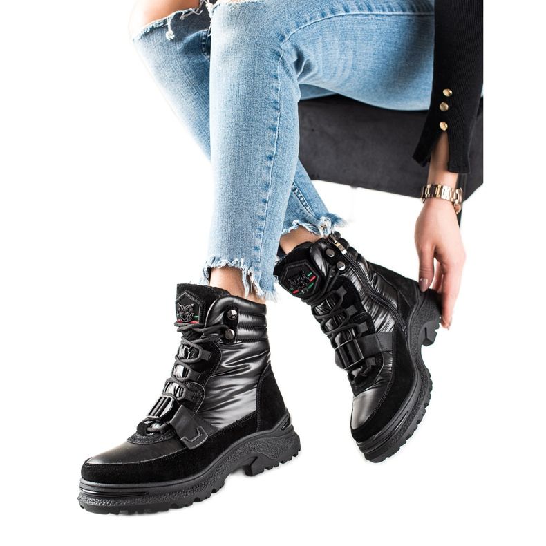 Seastar Black Leather Snow Boots