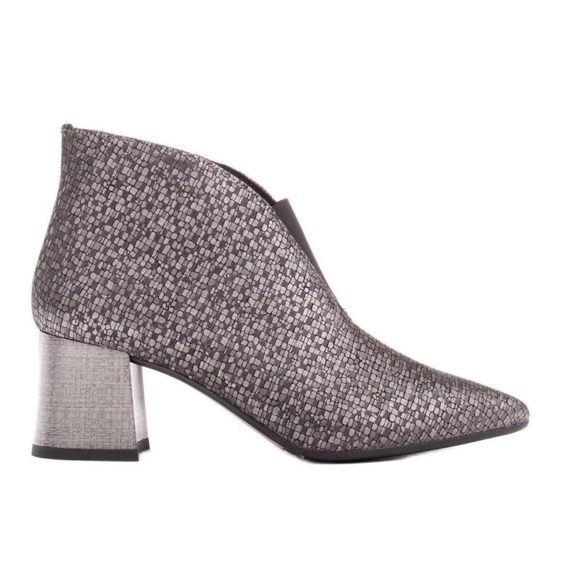 Marco Shoes Slender silver leather ankle boots with rubber in the upper grey Marco Shoes Slender silver leather ankle boots with rubber in the upper grey