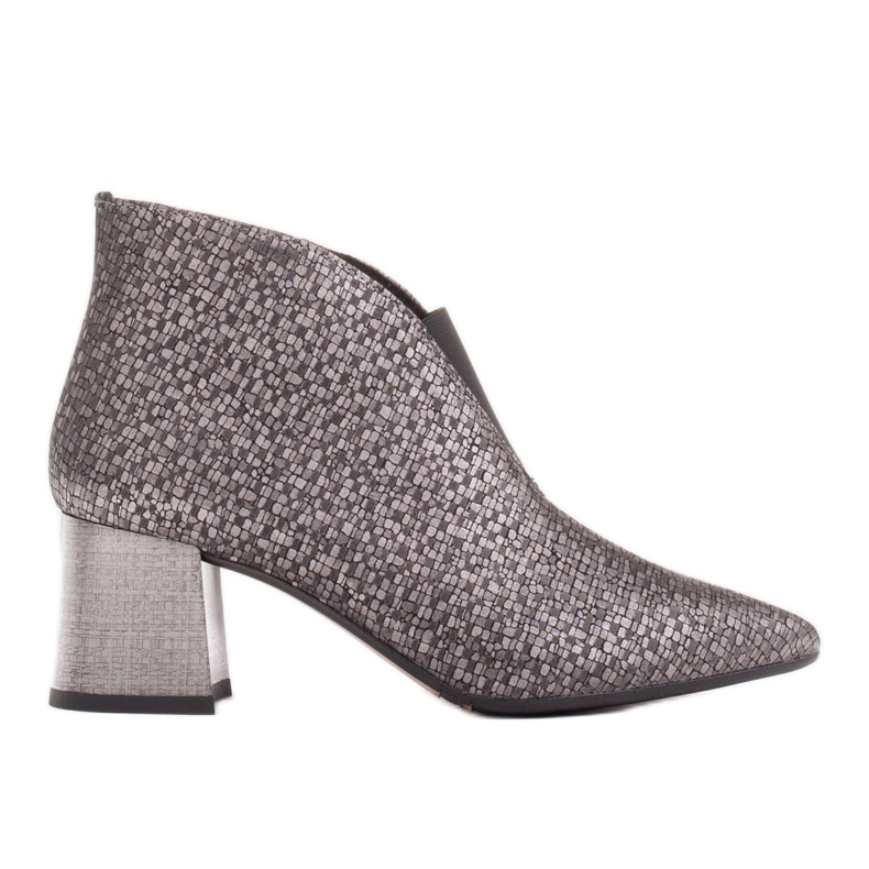 Marco Shoes Slender silver leather ankle boots with rubber in the upper grey