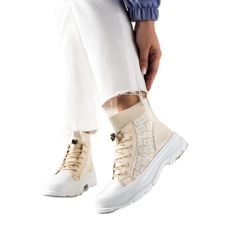 Goodin Fashionable High Sneakers beige white