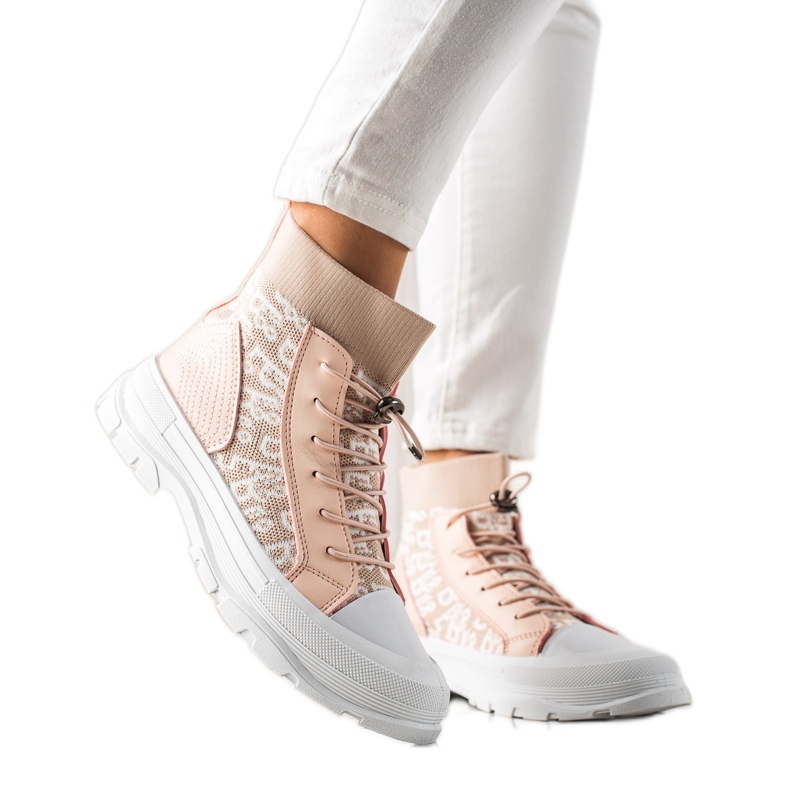 Goodin Fashionable High Sneakers white pink