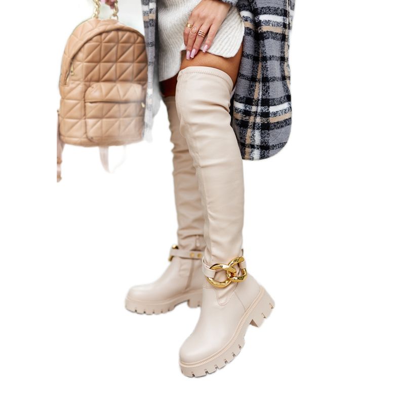 High Boots With A Decorative Beige Masha Element