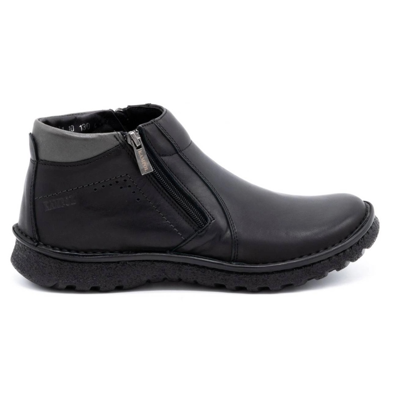 Kampol Men's shoes leather ankle boots 130KA black