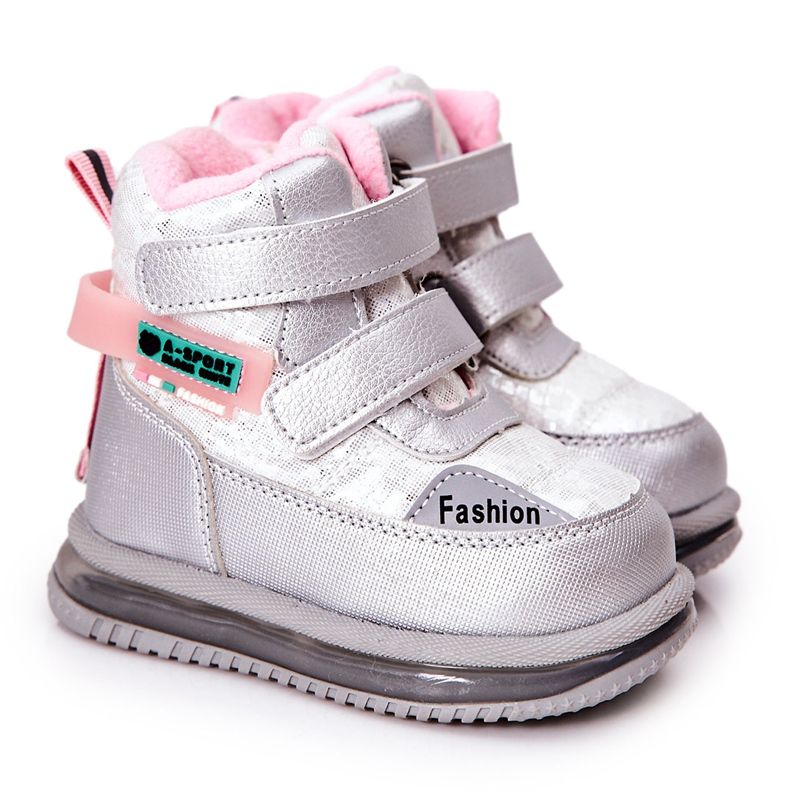 PJ2 Warm Snow Boots Silver Hesiera Boots With Zipper pink