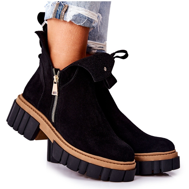 PA2 Black Cadence Warm Boots With A Zip Cut