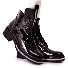 Lacquered Black Warm Boots Grecia