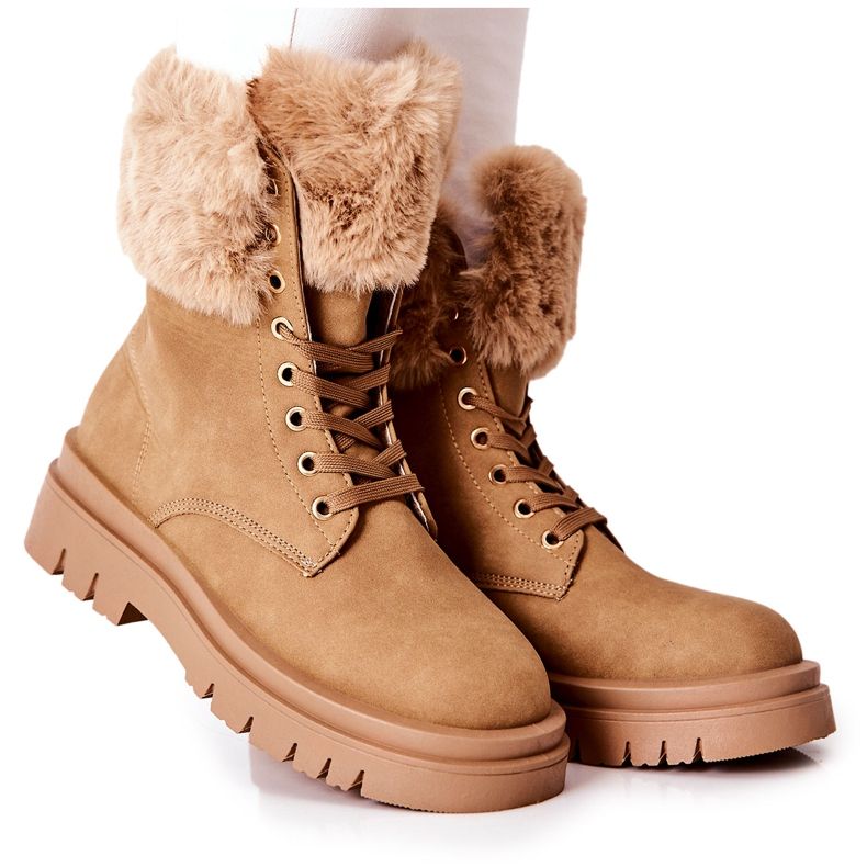 Warm Boots With Fur Beige Farley brown Warm Boots With Fur Beige Farley brown