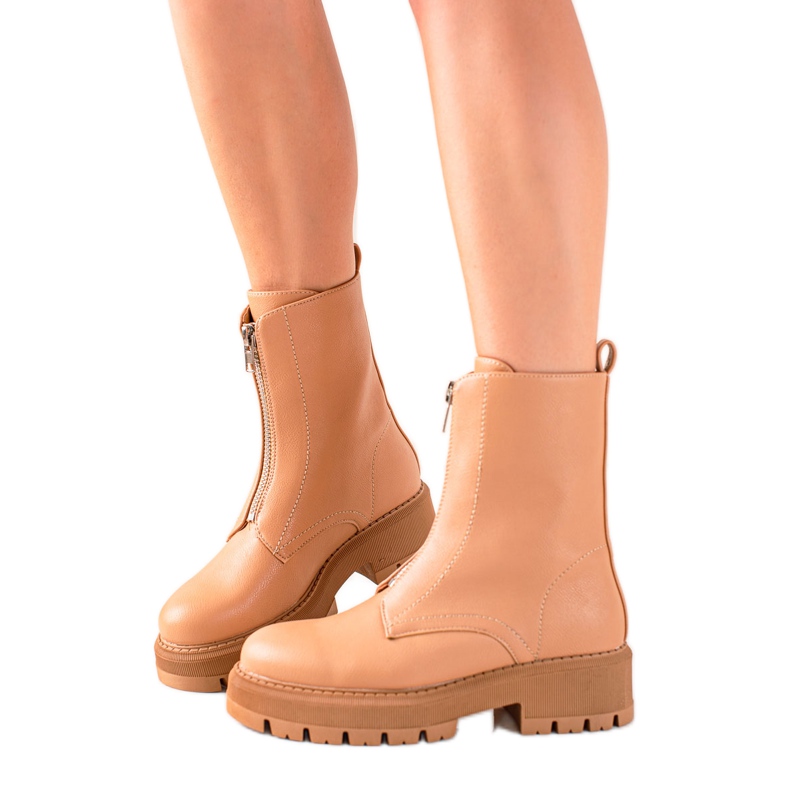 Seastar Fashionable Camel Booties With A Zipper brown