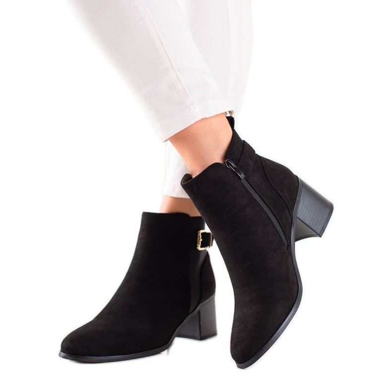 TRENDI Classic suede high-heeled boots black