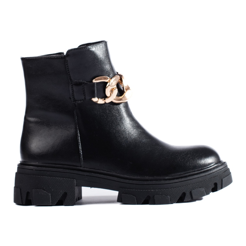 PA1 Black ankle boots with a chain