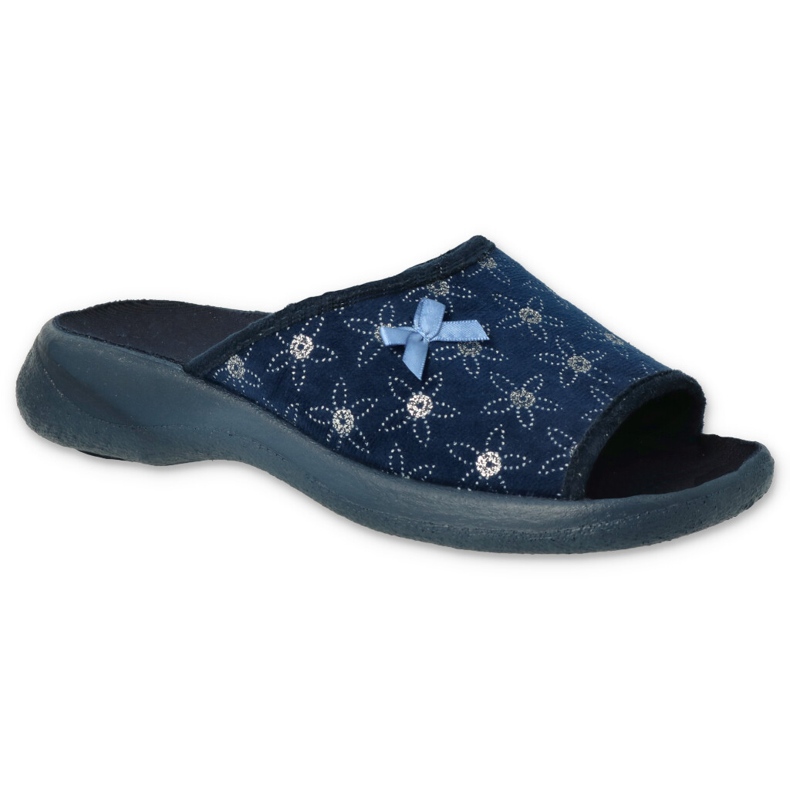 Befado women's slippers 442d195 navy blue flowers with zircons