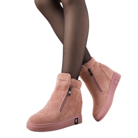 Pink women's boots on the Brousse wedge