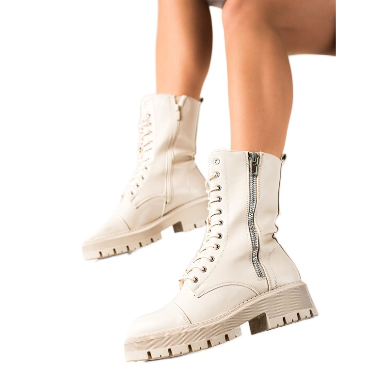 Seastar Beige Trappers With Decorative Zipper