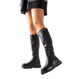Evento Comfortable Black Boots With Eco Leather Evento Comfortable Black Boots With Eco Leather