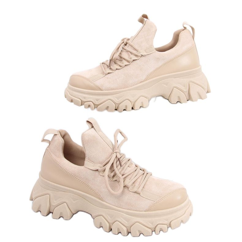 Huggy Khaki high-soled sports shoes beige