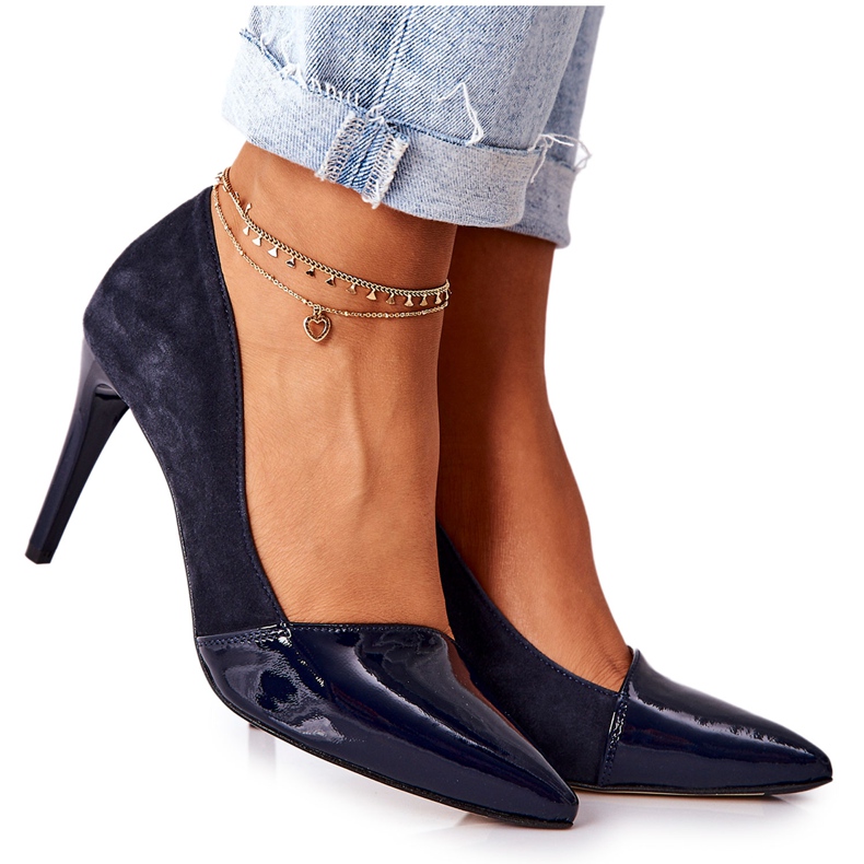 Leather Monnari 0170-013 Navy Heels navy blue