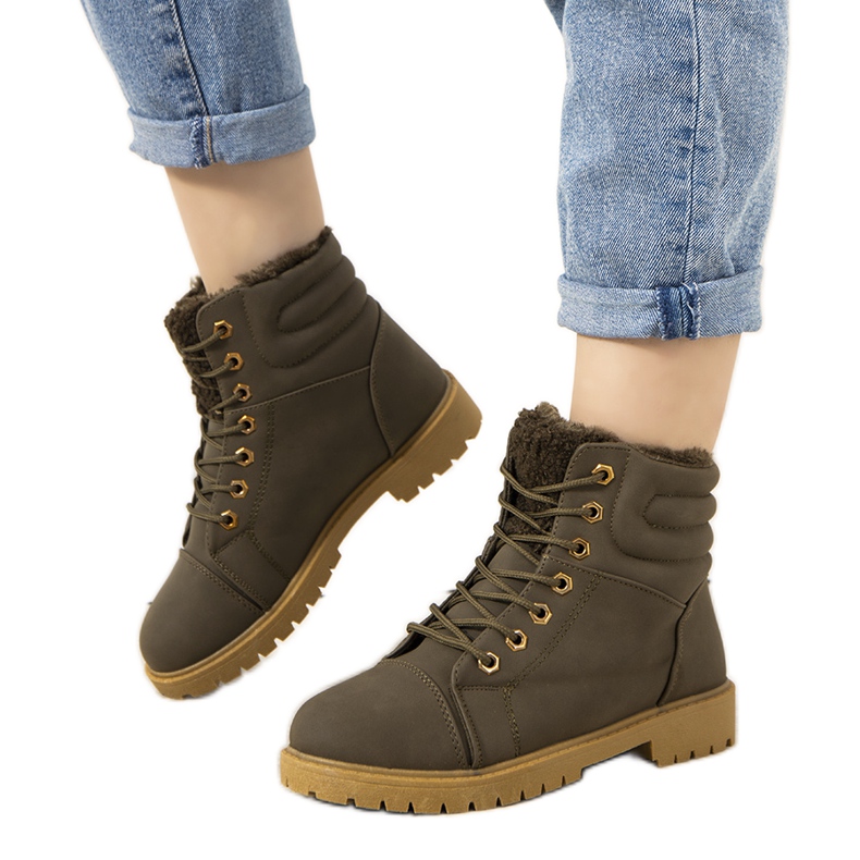 Green insulated women's boots Mazzanti