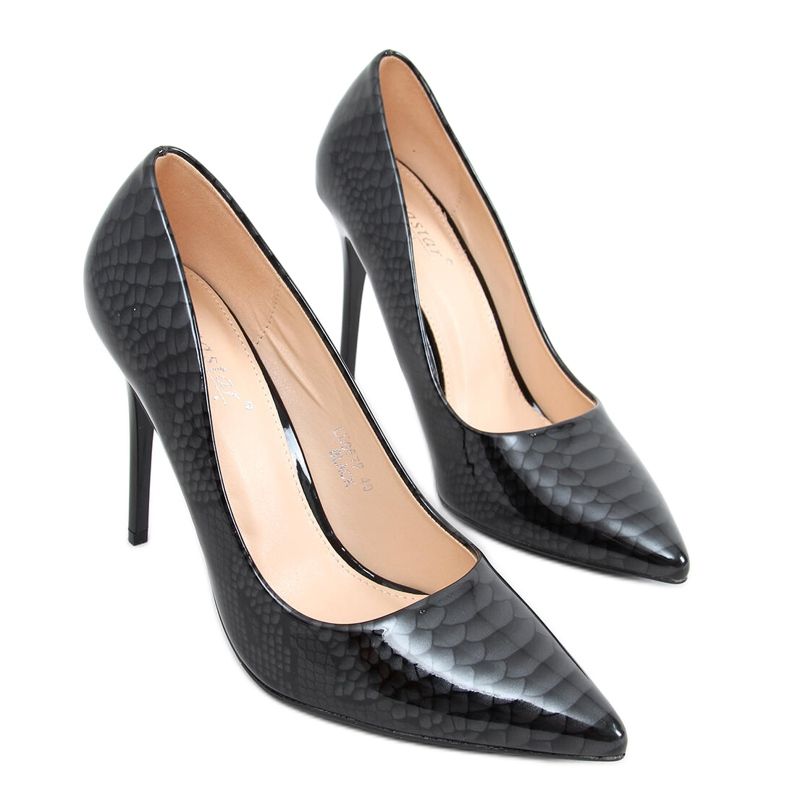 Pumps on a Lone Black stiletto heel grey