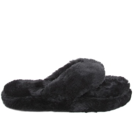 Bunny Black fur slippers