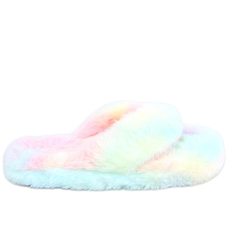Bunny Colorful fur slippers blue pink yellow
