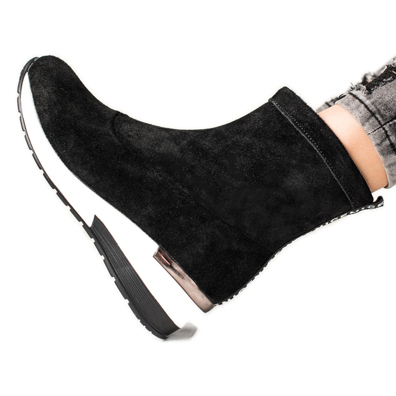 Goodin Leather Wedge Boots black