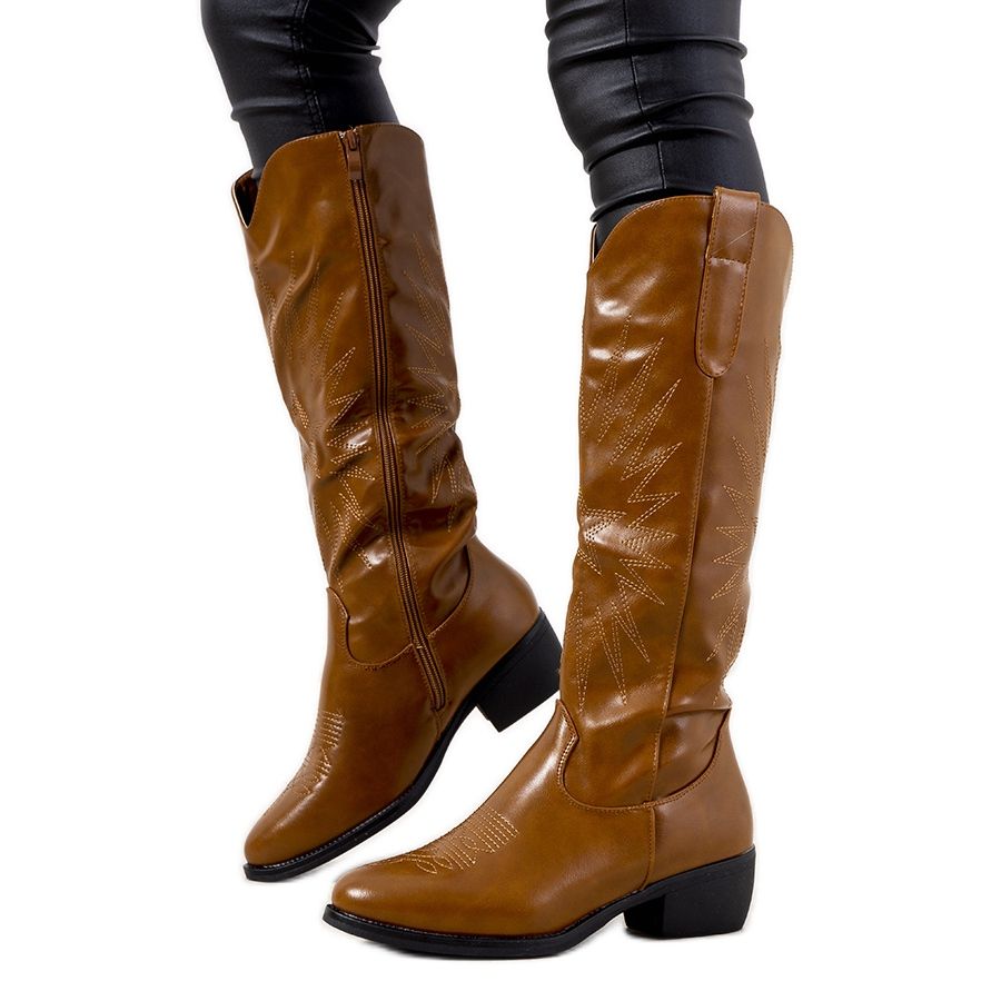 Brown Cowboy boots high insulated Berthiaume KeeShoes