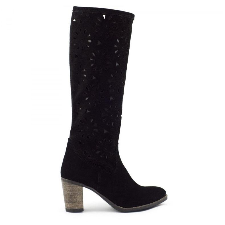 Olivier Black high-heeled openwork boots