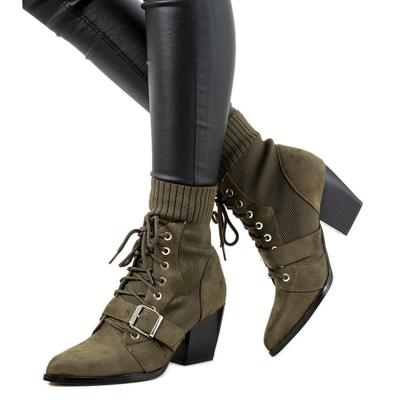 Green sock boots for women from Arenas khaki