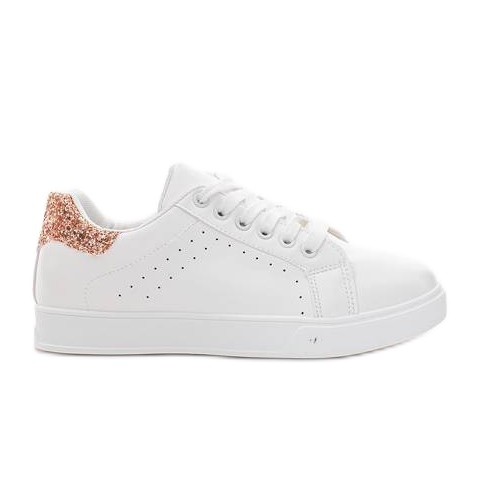 White sneakers with glitter Shine golden White sneakers with glitter Shine golden
