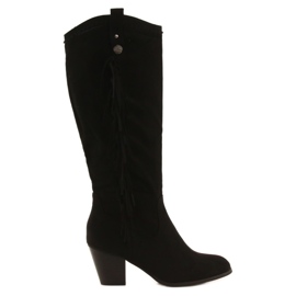 Black warm boots with Voisine stripes
