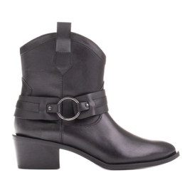 Marco Shoes Kaja cowboy boots with a decorative belt black Marco Shoes Kaja cowboy boots with a decorative belt black