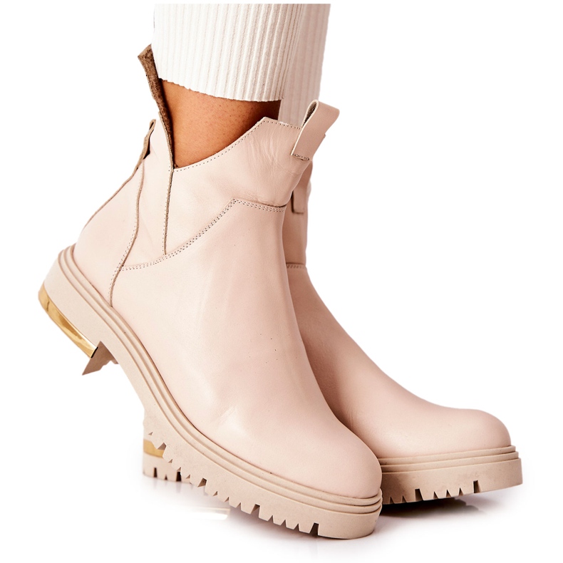 PA2 Leather Boots With A Cut Out Beige Tanya PA2 Leather Boots With A Cut Out Beige Tanya