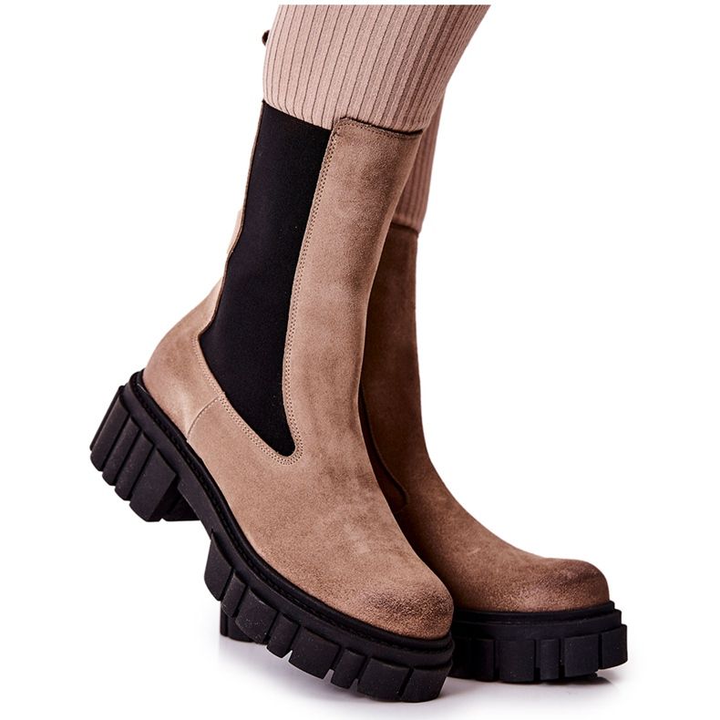 Leather Boots Workers Laura Messi Dark beige 2421 brown Leather Boots Workers Laura Messi Dark beige 2421 brown