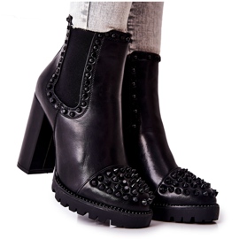 FJ1 Boots On High Heels With Rhinestones Black Lisana