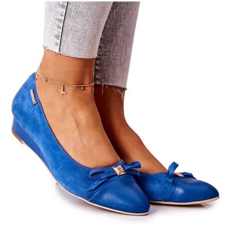Leather Wedge Pumps Monnari 0590-M12 Blue