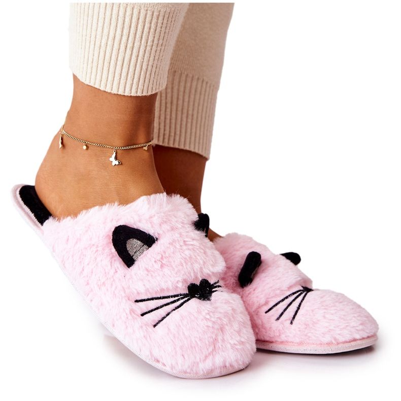 PE1 Soft Slippers Kittens With Pink Distty Ears