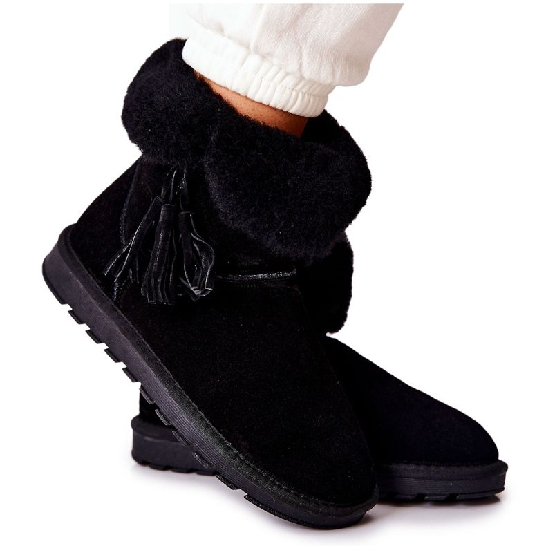 FS1 Mukluki Warm snow boots Fringes Black Sorella