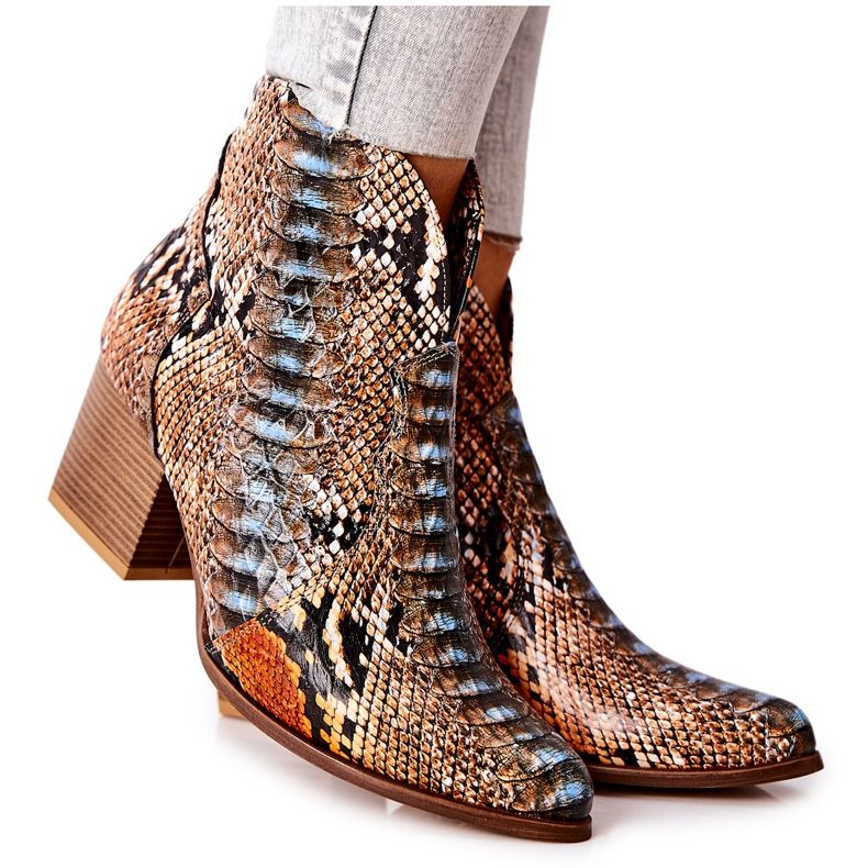 Lewski Shoes Cowboy Boots Lewski Orange-Blue Snake Pattern EV28 brown Lewski Shoes Cowboy Boots Lewski Orange-Blue Snake Pattern EV28 brown