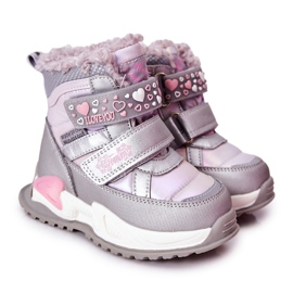 PJ2 Children's Warm Snow Boots Silver-Pink Chilly purple